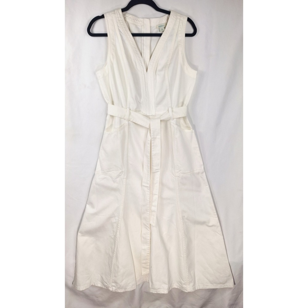 Sundance White V‑Neck Sleeveless Tie‑Waist Midi Dress - Picture 2 of 7